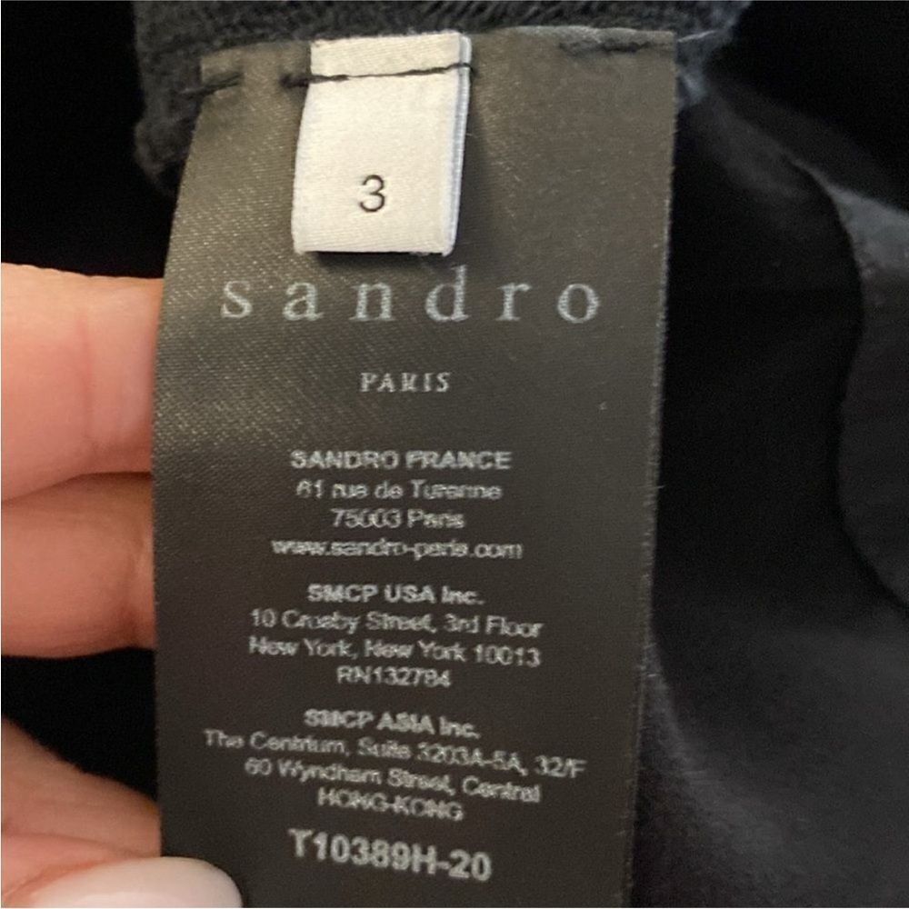 Sandro Elegant Black Women's Top with crystal Tie, L - Picture 10 of 11